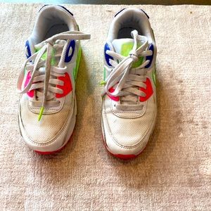 Nike air maxes in pink, green, and blue